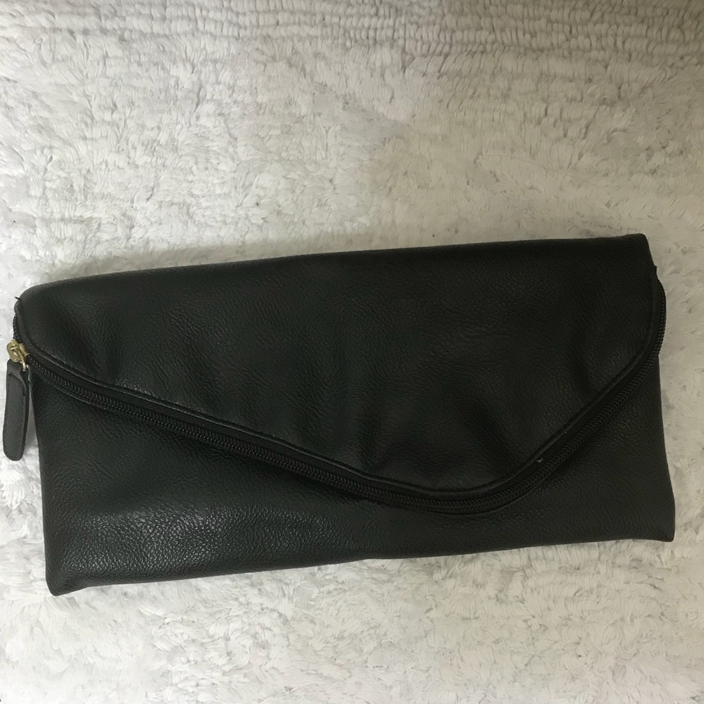 Black clutch with crossbody strap